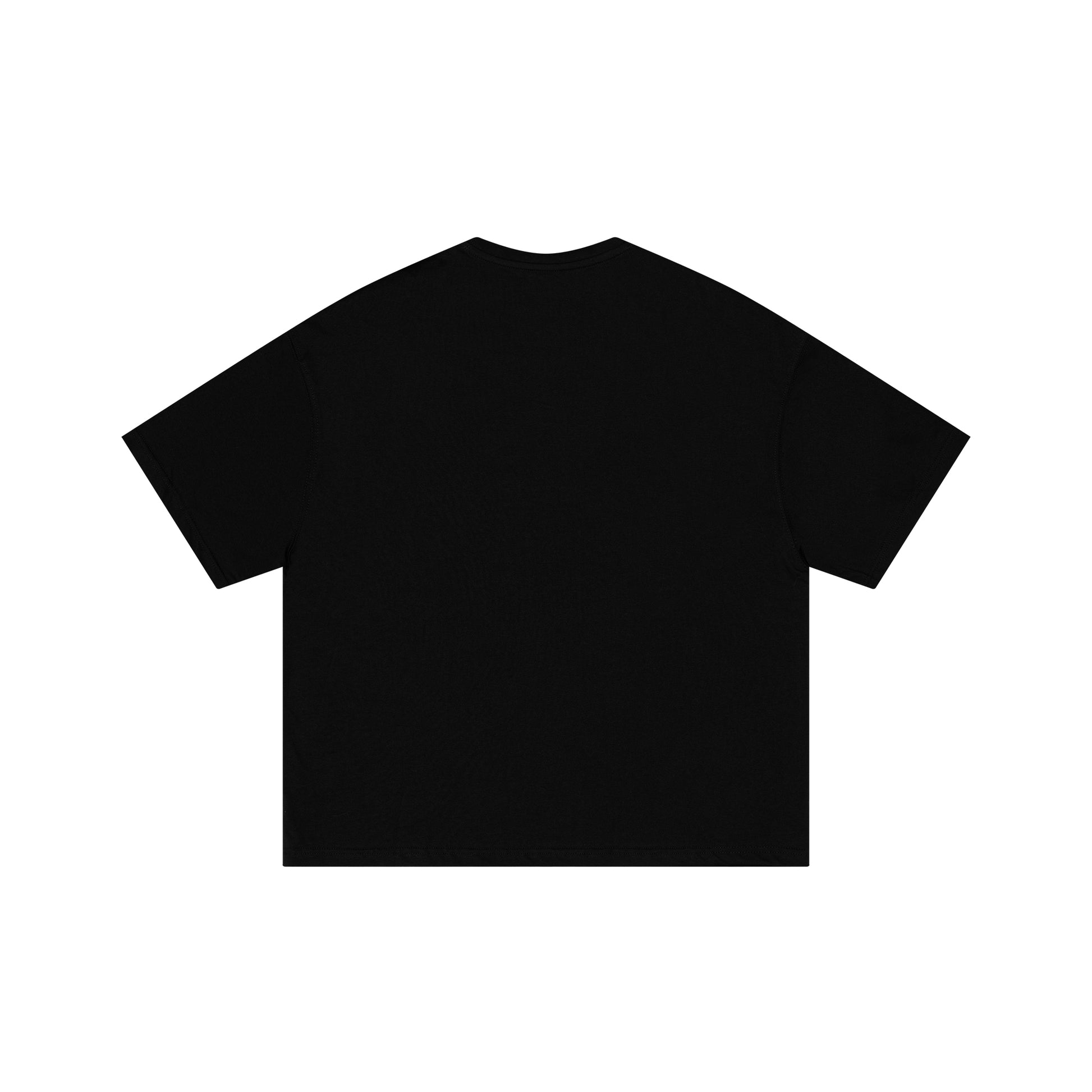 black oversized 100% cotton logo t-shirt with flat lay back view