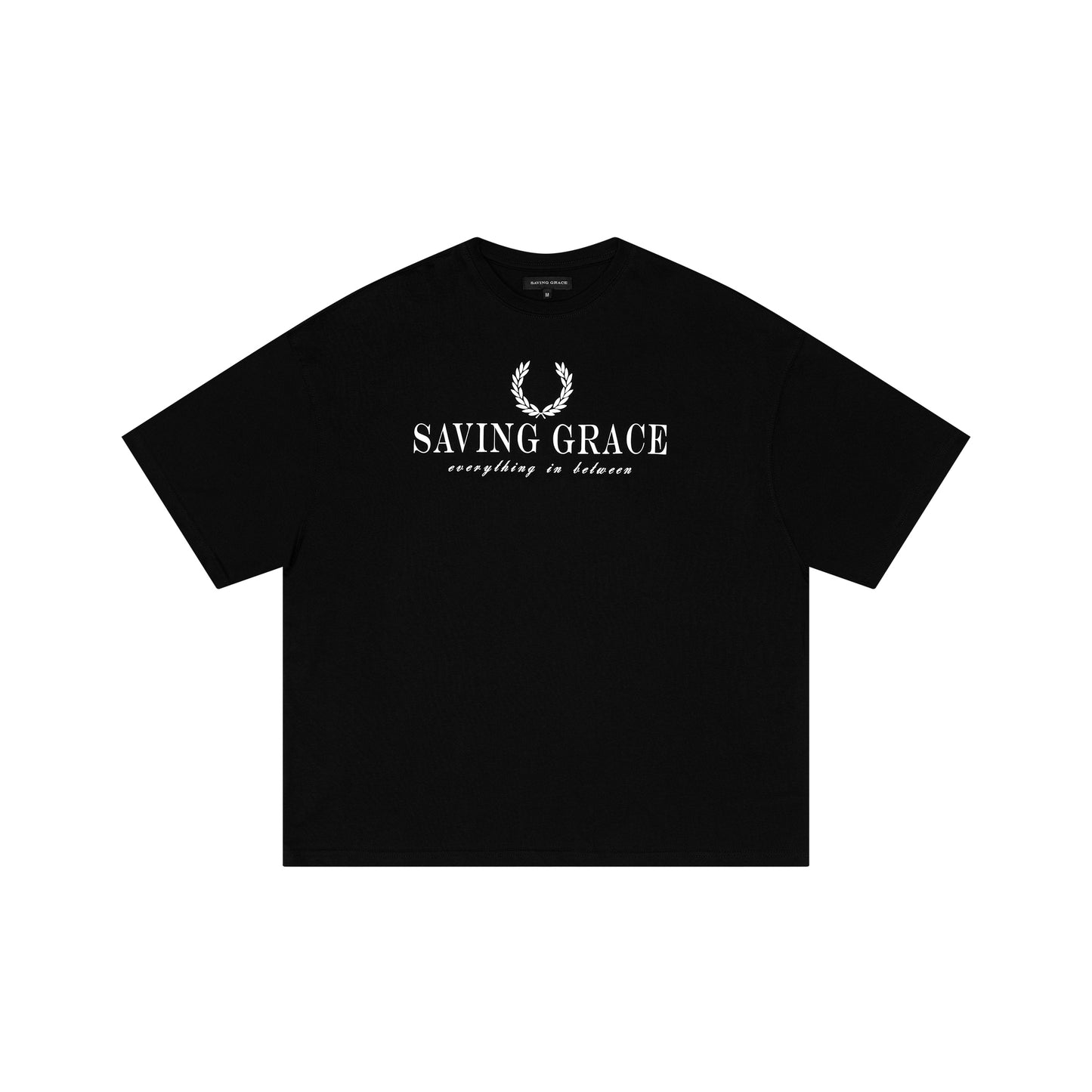 black unisex oversized t-shirt with flat lay front view