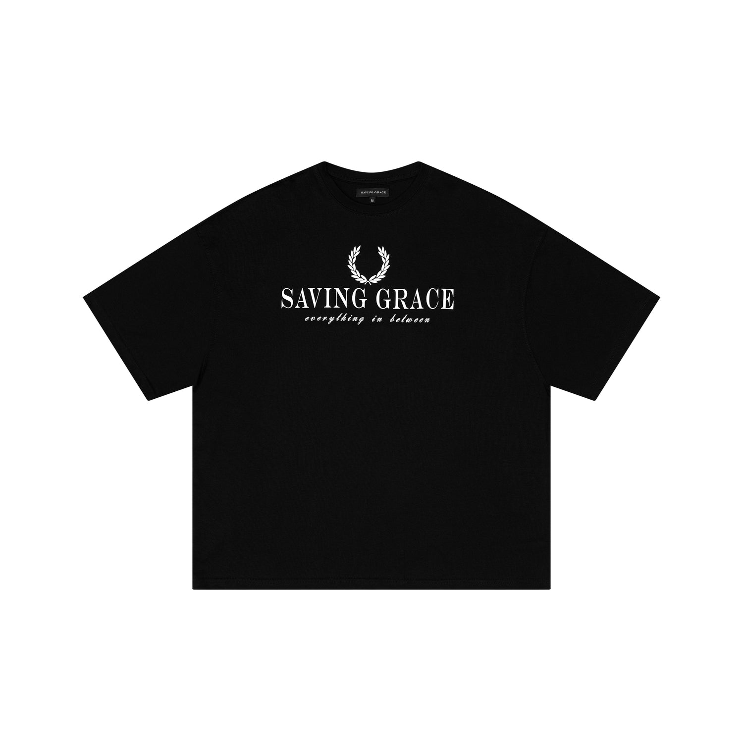 black unisex oversized t-shirt with flat lay front view