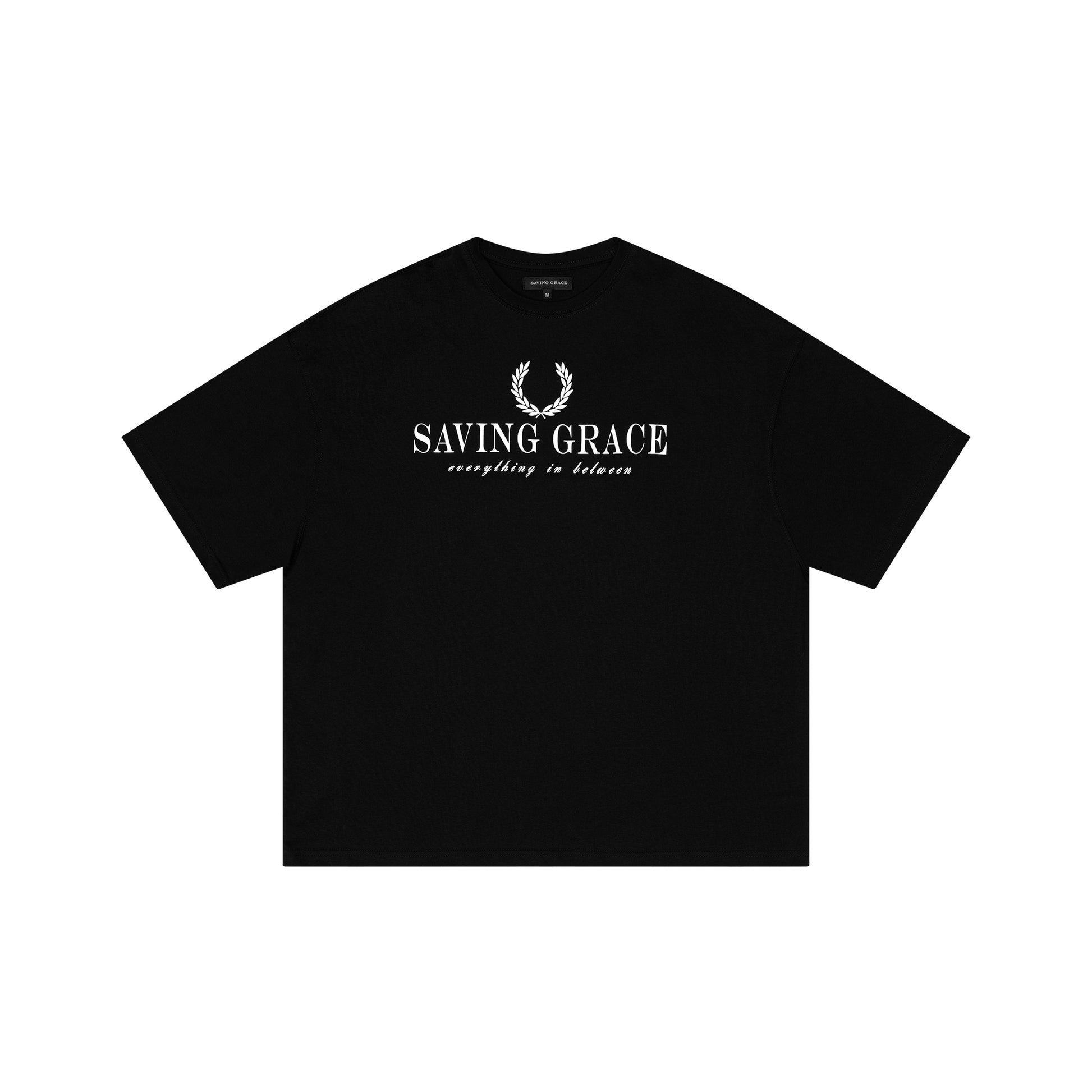 black unisex oversized t-shirt with flat lay front view